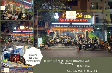 Cho thuê Nhà Tân Hương, 250m2, NGANG 10M - TẶNG QUÁN NHẬU